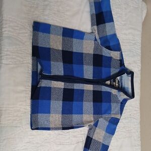 Blue and Gray Plaid Zip-Up Jacket